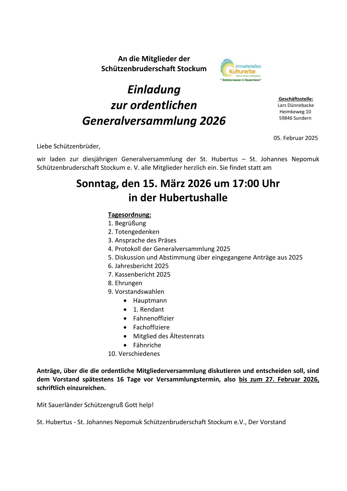 Mehr über den Artikel erfahren Generalversammlung 2026